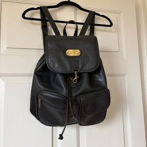 Vintage Black Faux Leather Backpack